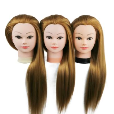 China Body Wave American Style Hairdresser Training Chemical Fiber Mannequin Head Hot Braiding Hair Braiding Doll Training Head Good Quality for sale