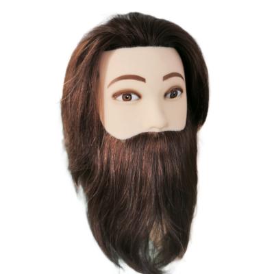 China Body wave man men's bearded hair training head, European and American, salon hair coloring balance training doll professional model head for sale