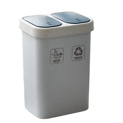 China Modern Public Outdoor Trash Can Recycle Press Waste Bin Wet And Dry Wholesale Plastic Sorting Bin With Lid for sale