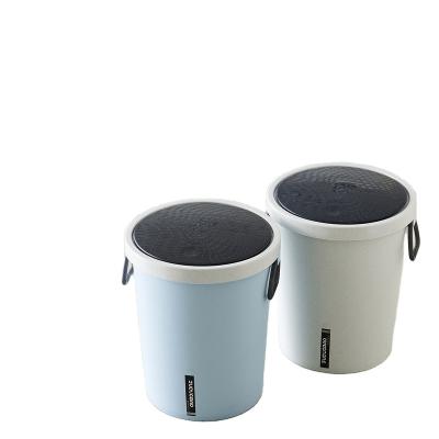 China Modern Indoor Round Trash Can Holder Plastic Press 490g Trash Can Lid Trash Bin With Handles On Both Sides for sale