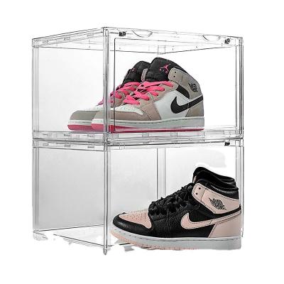 China Shoes 6 Sided Transparent Acrylic Shoe Storage Box Basketball Shoe Box Plastic Shoe Cabinet for sale