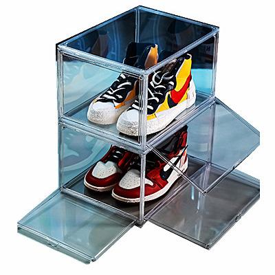 China Wholesale Transparent Plastic Shoe Box Viable Combination Shoe Cabinet Magnetic PET Thickened Flip Dust Shoe Storage Box for sale