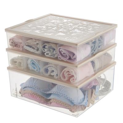 China Viable Organizer Box Set Underwear Cloth Bra Clothes Storage Box With Lid Cute Girl Plastic Storage Barrels for sale