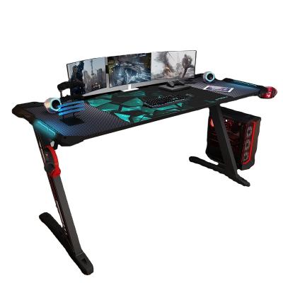 China Expandable Professional Gaming Gaming Club Desk Adjustable Table RGB Led Gaming Desk Lights for sale