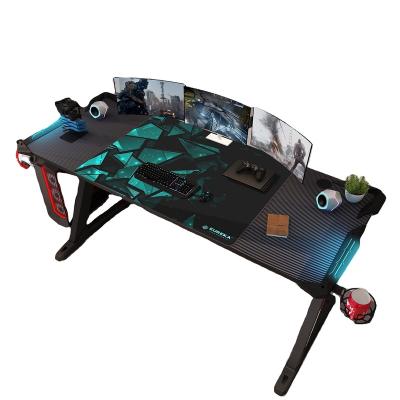 China Specific Expandable Computer Desktop Computer Gaming Table Black and Red MDF Physical Channels Table for sale