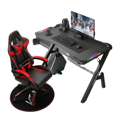 China (Size) Latest Design Adjustable RGB LED Lights Large MDF Texture Game Table PC Computer Gaming Desk for sale