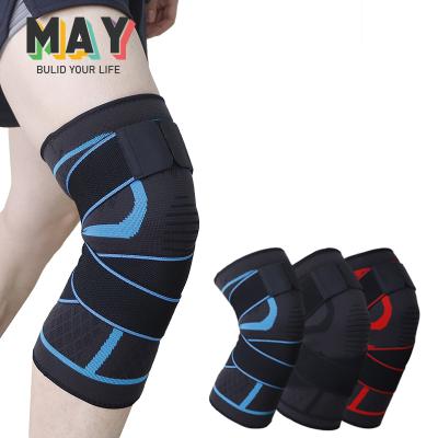 China Soft Nylon Knitted 3D Knee Brace with Adjustable Straps Compression Knee Protectors for Running and Basketball for sale