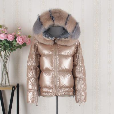 China Reversible Down Jacket Women's Cropped Style Thickened Fluffy Hoodi Faux Fur Covers for sale