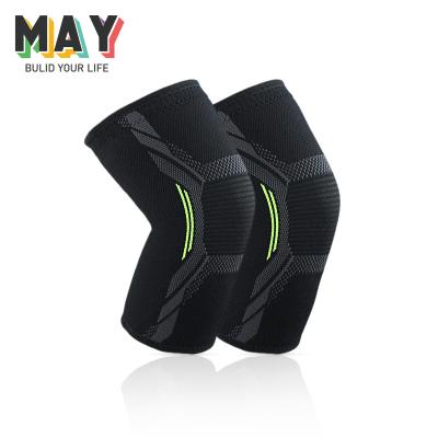 China May Adult Sport Knit High Kneepad Spring Support Heating Brace Silicone Knee Pad for sale