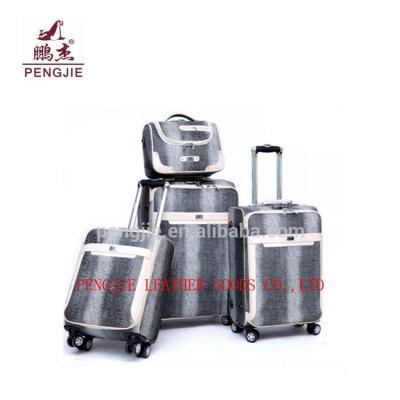 China Custom Leather Travel Bottom Wholesale PU Suitcase Trolley Travel Luggage Bag for sale