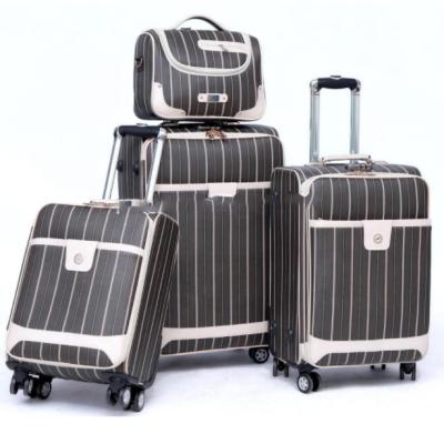 China Hot selling lightweight PU luggage 3pcs set with 4 wheel aluminum folding trolley travel luggage bags for sale