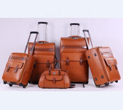 China PU Best price Luggage set tow wheels leather travel trolley luggage bags for sale