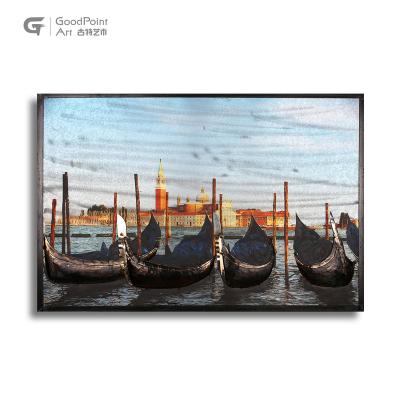 China Custom Impressionist Modern Abstract Boat Wall Artwork Sculpture 3d Painting Metal for sale