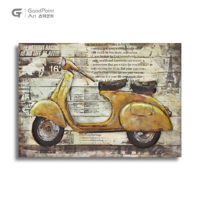 China Metal Painting Decoration 3d Metal Iron Sculpture Motorcycle Wall Art For Girl for sale