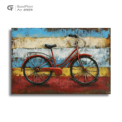 China Modern 3d shop decoration wood wall art cewative pop art bike metallic painting for sale