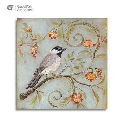 China Custom Classic Cheap Wall Art Home Decor Abstract Floral Bird Canvas Painting for sale