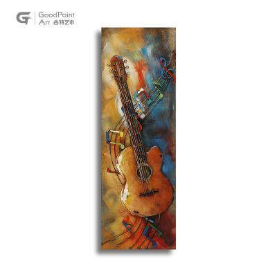 China Europe Retro Vintage Guitar Wall Art Decor 3d Rustic Wood Colors Painting for sale