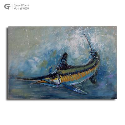 China modern 3d wall painting designs acrylic fish canvas painting picture home decor canvas painting good quality for sale