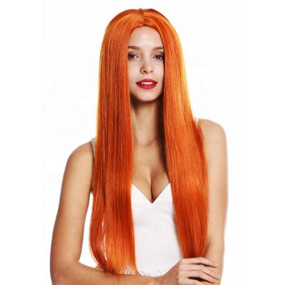 China 35inches Straight Orange Color Straight Synthetic Wigs for sale