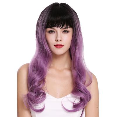 China Body Wave 65cm Long Wave Purple Synthetic Anime Lolita Wigs for sale