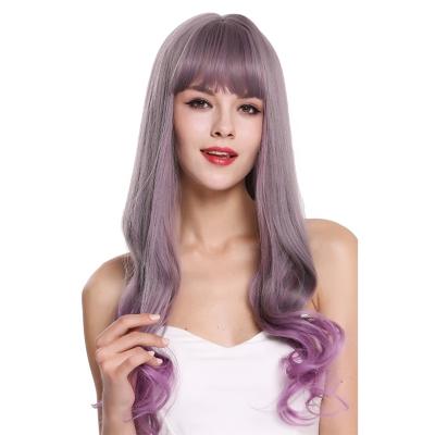 China Synthetic Gray And Purple Gradient Colors Body Wave Wigs for sale