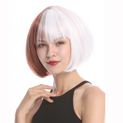 China White and brown cosplay wig GFW2289-1001+350-B320 carnival body wave party wig Halloween wig for sale