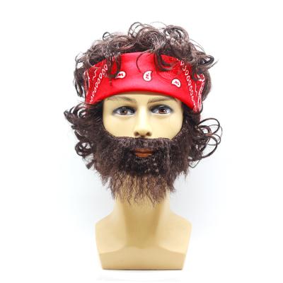 China Party Tommy Chong cosplay beard and wig with bandana Cheech and Chong wig for sale