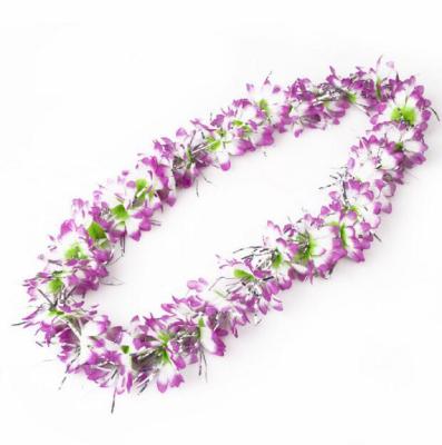 China Beautiful Colorful Purple Hawaiian Flower Leu Necklace For Party HFL-4 for sale