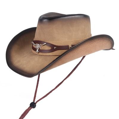 China High Quality PU Striped Adult Western Cowboy Hat for sale