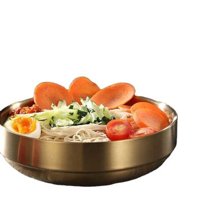 China 304 Viable Cold Vegetable Kimchi Of Double Layer Stainless Steel Korean Gold Sauce Seasoning Cat Soup Rice Bowl for sale