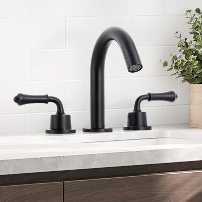 China Luxury Black Bath Basin Faucet Hot And Cold Bathroom Faucets Mixers Taps Sink Basin Faucets 8 Inch Modern Metered Brass 3 Hole for sale