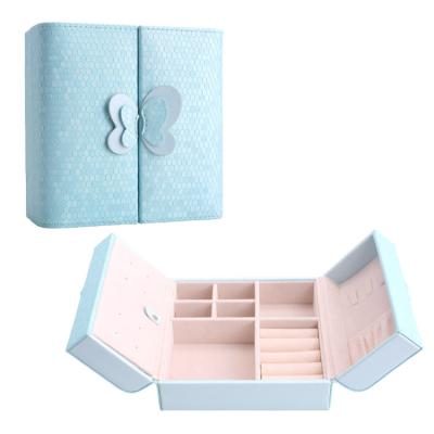 China New Double Open Jewelry Box Cosmetic Case Korean Fashion Simplicity Fashion Jewelry Box PU Leather Jewelry Storage Box Wholesale Customized for sale