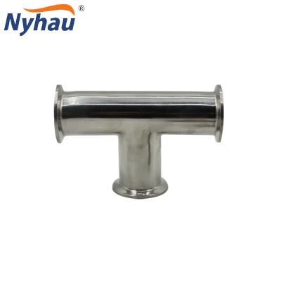 China nyhau price sanitary type stainless steel pipe fittings dairy food grade beer tee cheap flange y tri tee for sale