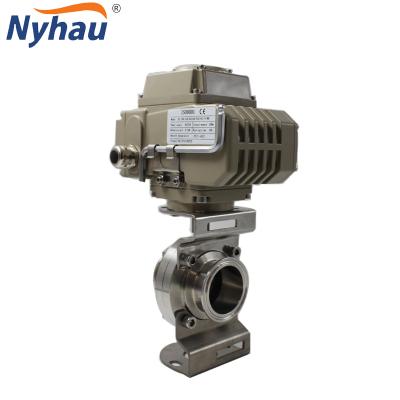 China Pharmaceutical /beverage /dairy/ /Chemical/ daily sanitary nyhau dn40 motorized butterfly valve for dairy with electric actuator butterfly valve for sale