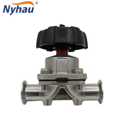 China Sanitary fast food hygiene grade diaphragm valve food processing nyhau 316 stainless steel straight flange valve for sale