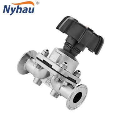 China Food processing /pharmaceutical nyhau valve flange diaphragm valve sanitary weld stainless steel manual tri diaphragm valve reducing milk pressure for sale