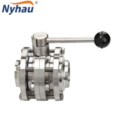 China pipeline nyhau butterfly valve with manual actuator for food grade food machinery safety control valve for sale