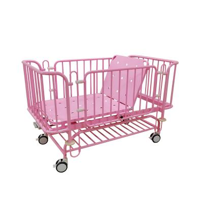 China Wholesale Infant Single Crank Children Crank Metal Hospital Cradle Medical Clinic Pediatric Bed with Casters for sale