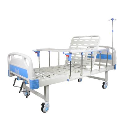 China Metal factory cost function 2 medical hospital bed double crank manual hospital bed for sale