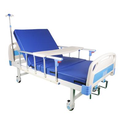 China Cheap Price Two Crank Metal Double Function Clinical Patient Bed Manual Hospital Bed for sale