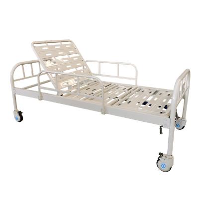 China Cheap single price metal 2 function hospital bed 2 crank medical hospital bed with wheels for sale