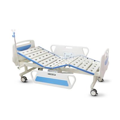 China High Quality Metal Patient Use Crank Manual Double Medical Hospital Bed With 2 PCS ABS Side Rails for sale