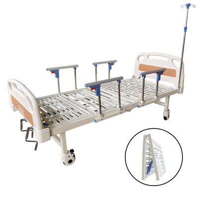 China Lightweight portable user-friendly custom made 2 crank metal folding manual medical hospital bed for home for sale