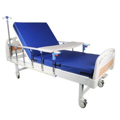 China Large Stock Cheap Price Simple Crank Manual Hospital Metal Bed Medical Patient Bed For Sale for sale