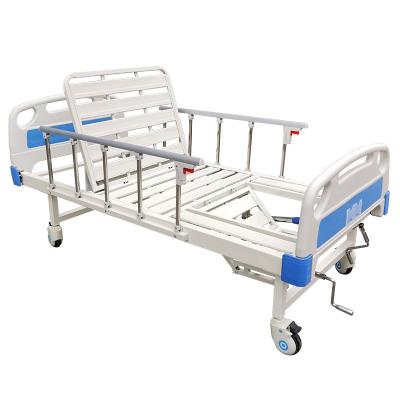 China Model 2 Metal Customized Crank Manual Hospital Bed For Sale With Leg Down Function for sale