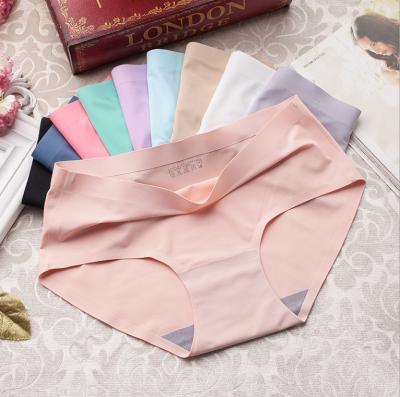 China 2021 Anti-Static Selling Mid Waist Female Breathable Large Size Seamless Panties Hot Ice Silk Underwear for sale