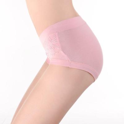 China Antibacterial Women's Plus Size Lace Panties High Waist Breathable Underwear Modal Bamboo Fiber Panties For Ladies for sale