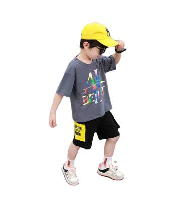 China Hip Hop Boy's New Summer Clothes 2023 Short Sleeve T-shirt Handsome Letter Printed Two-piece Suit for sale