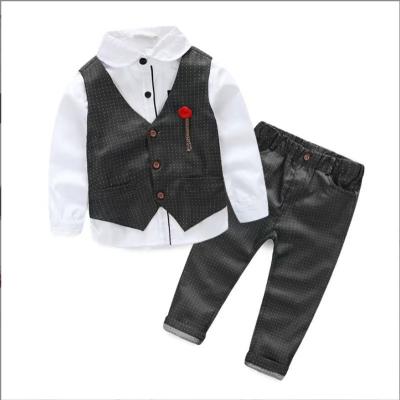 China European and American hot-selling handsome children's substantial spring eco-friendly breathable suit vest boy autumn washable children's three sets 3-7 years old for sale