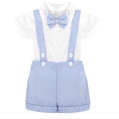 China 2023 casual baby romper bow suit jumpsuit shorts sets boy's summer gentleman dress dress 3piece suspenders set for sale